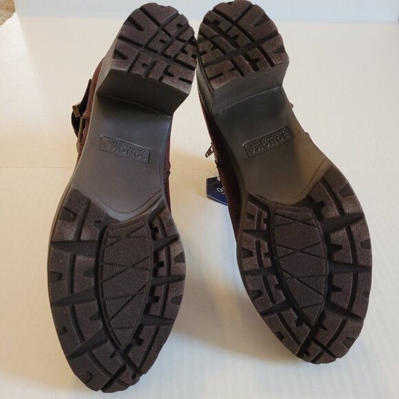 Sonoma Brown Rottweiler High Heel Moto Ankle Boots Sz 10 - Picture 7 of 9